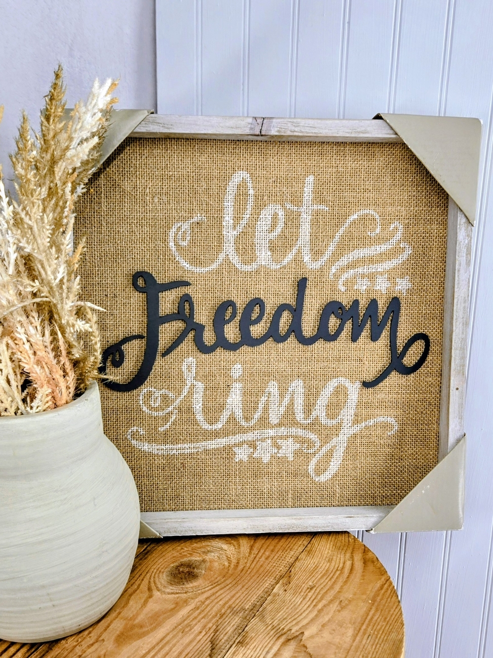 Let Freedom Ring Framed Wall Art, Brown & White